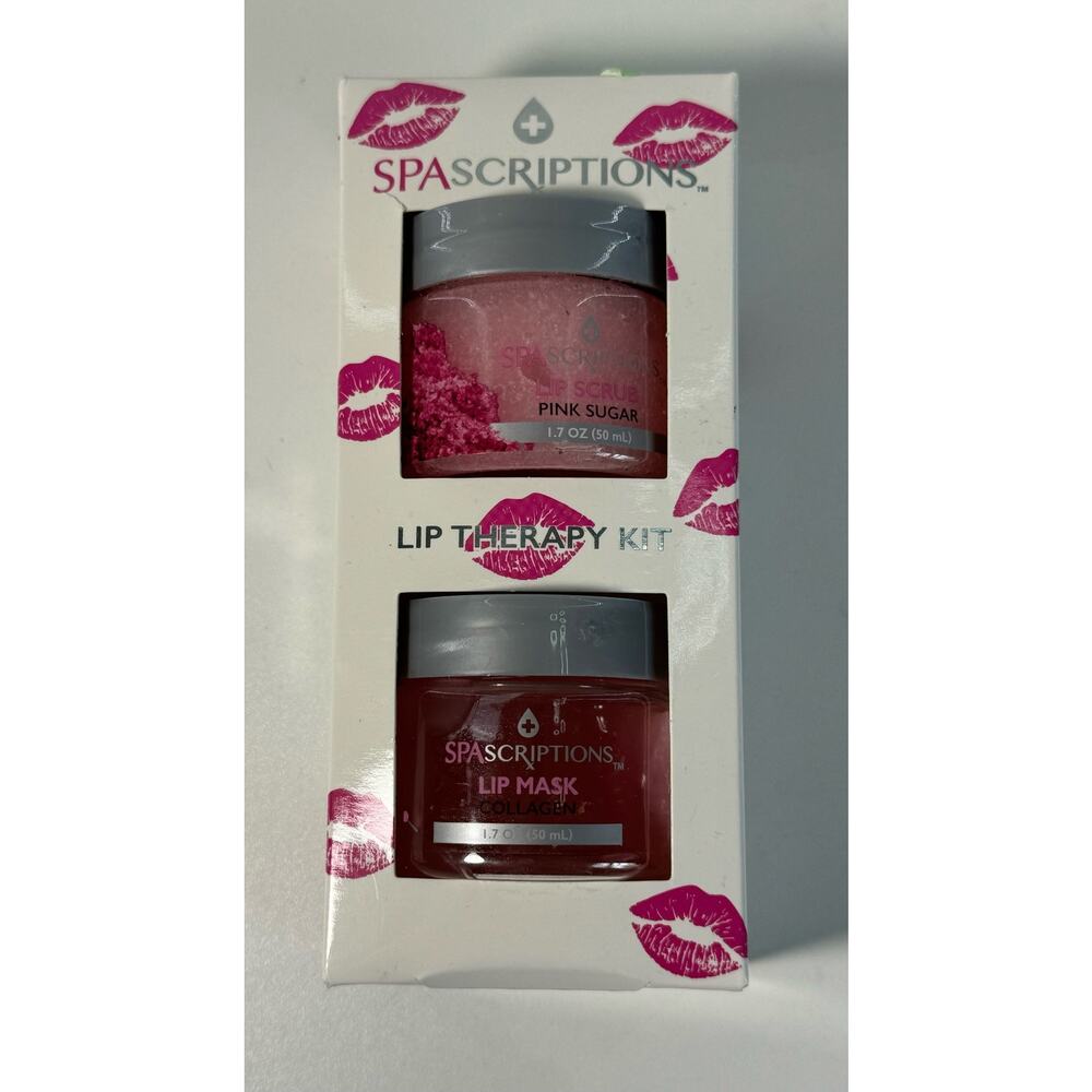 Spascriptions Lip Therapy Kit Lip Scrub Pink Sugar & Lip Mask Collagen 1.7oz